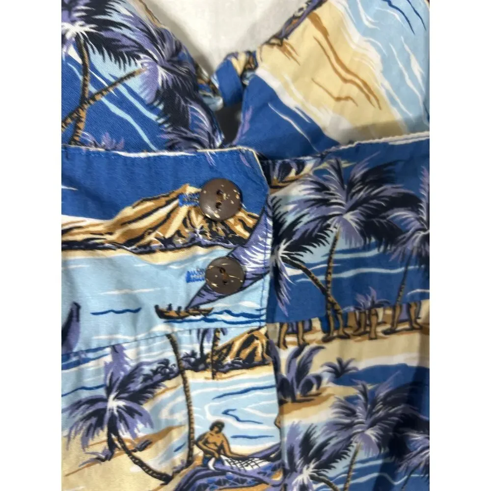 Hilo Hattie Dress Kids Large 10 12 Blue Tropical Hawaiian Sundress Aloha